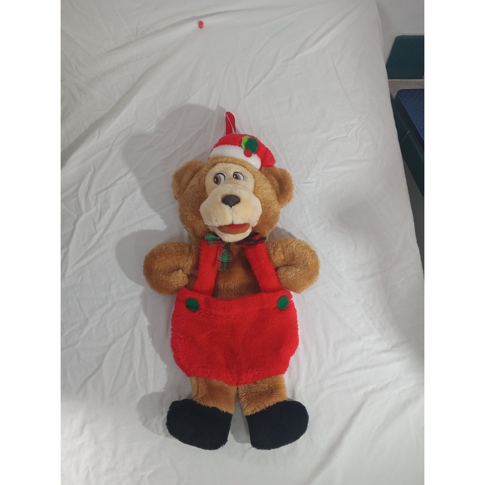 Rennoc Santa's Best Large 21"‎ Teddy Bear Christmas Stocking 3D Plush w Overalls